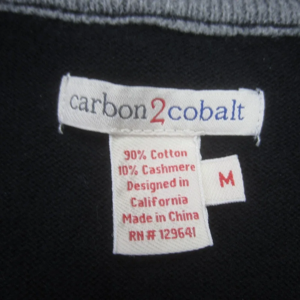 Carbon 2 Cobalt Sweater Mens Medium Black Cotton‎ Cashmere Blend Pullover